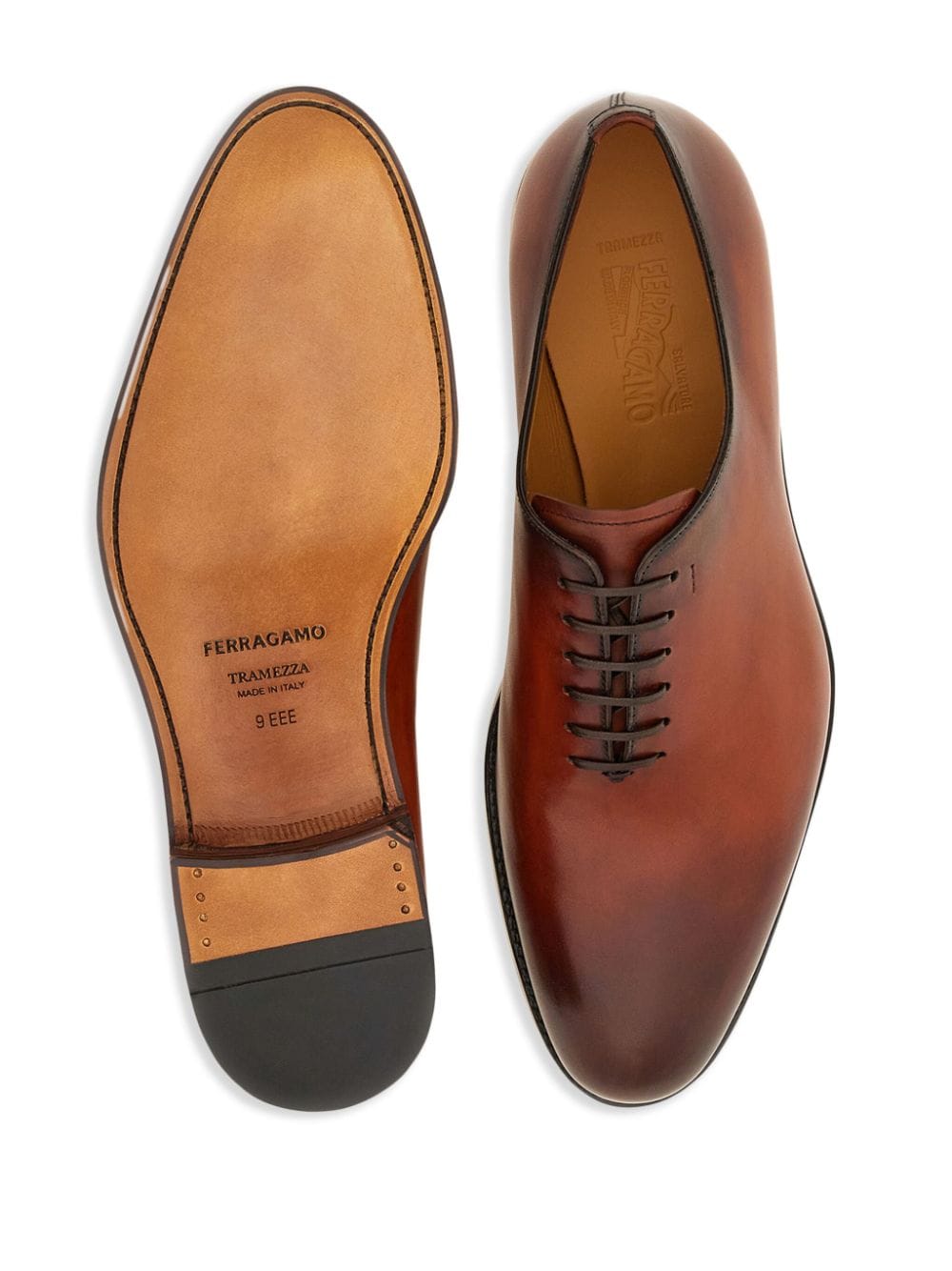 Shop Ferragamo Tramezza Leather Oxford Shoes In Brown