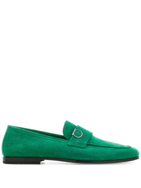 Gancini-plaque suede mocassins