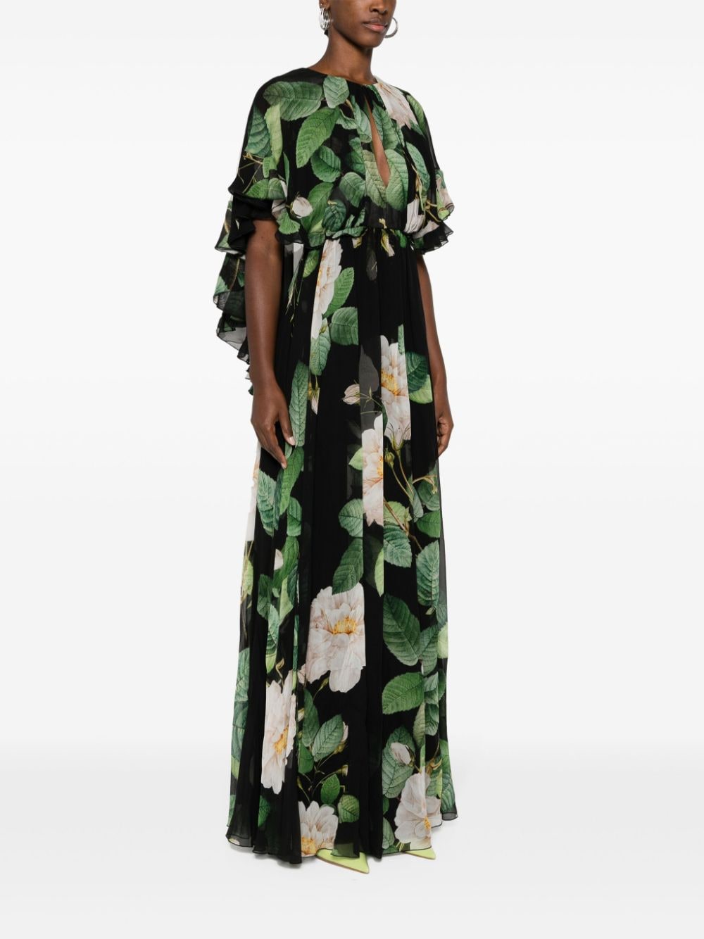 Shop Giambattista Valli Floral-print Maxi Dress In Black