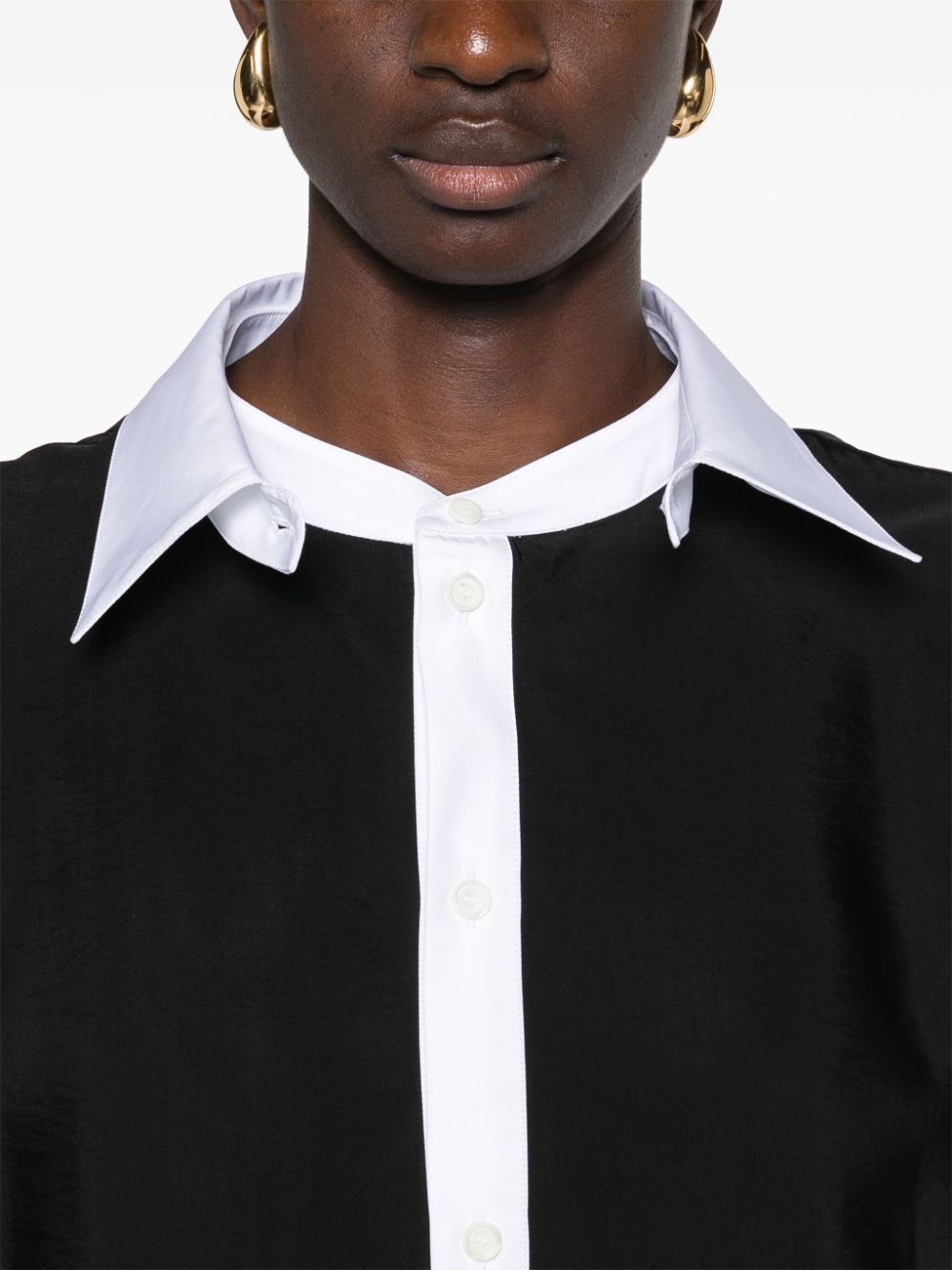 Shop Loewe Detachable-collar Midi Shirt Dress In Black