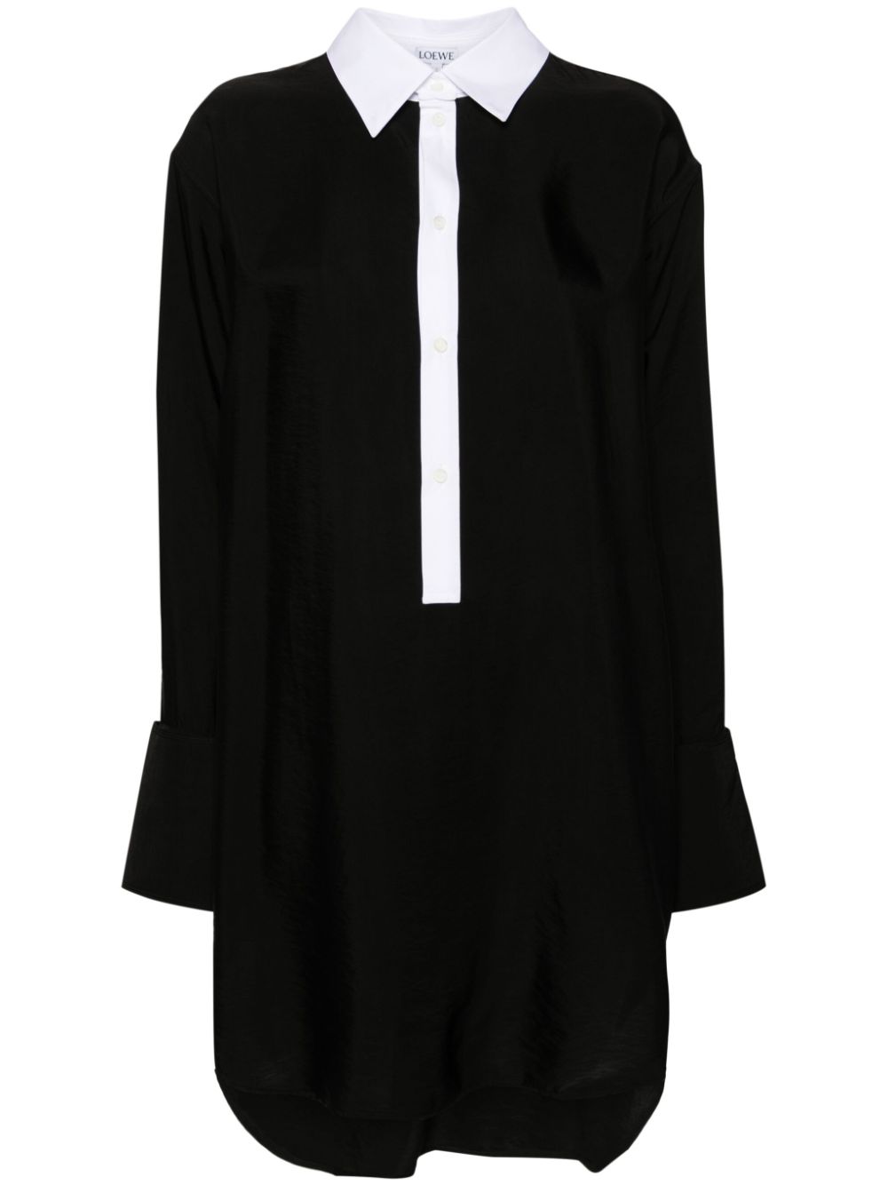 Shop Loewe Detachable-collar Midi Shirt Dress In Black