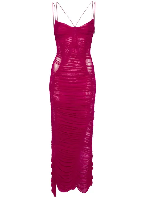 Mugler ruched mesh gown