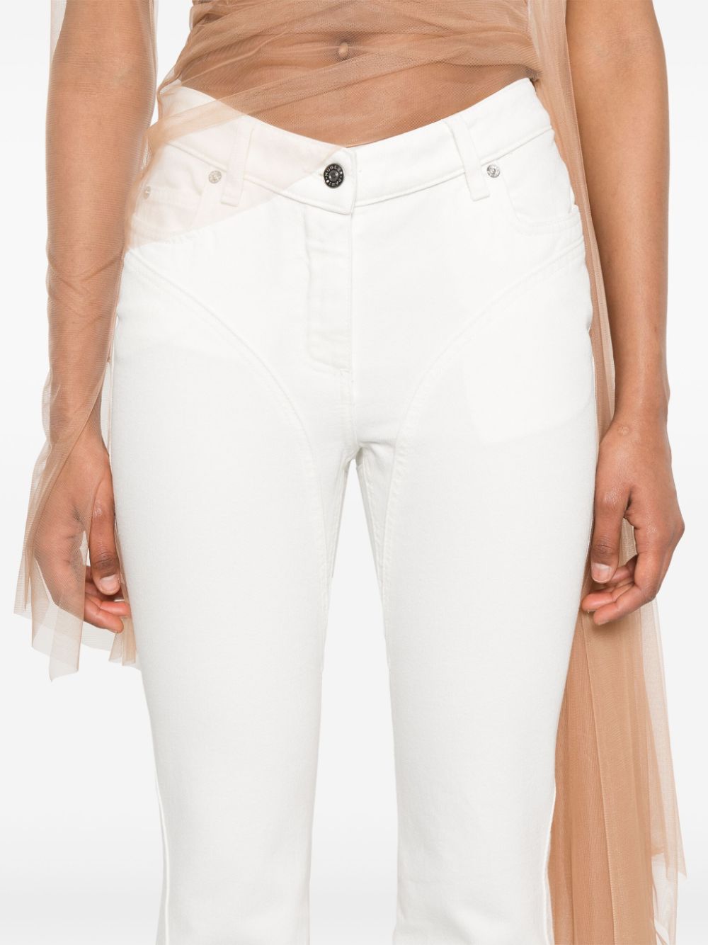 Shop Mugler Seam-detail Flared Jeans In White