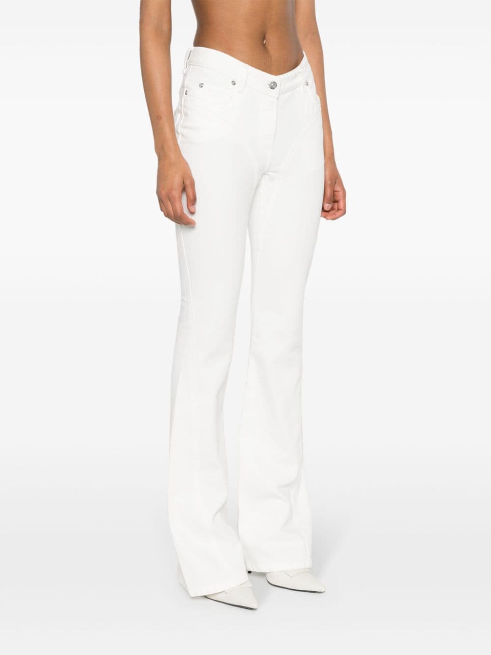 Shop Mugler Seam-detail Flared Jeans In White