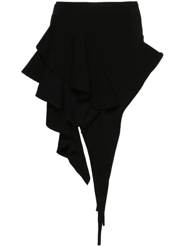 Mugler Asymmetric Knitted Mini Skirt in Black