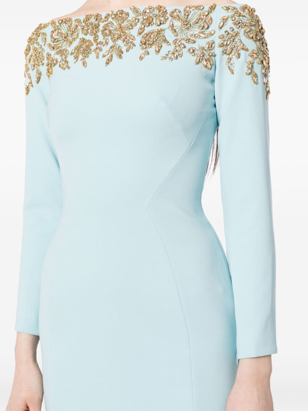 Shop Jenny Packham Rosabel Crystal-embellished Dress In Blue