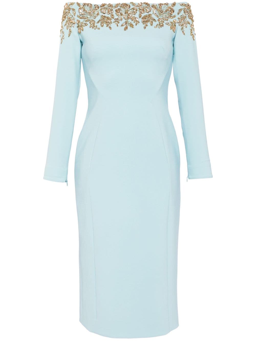 Jenny Packham Rosabel Crystal-embellished Dress In Blue