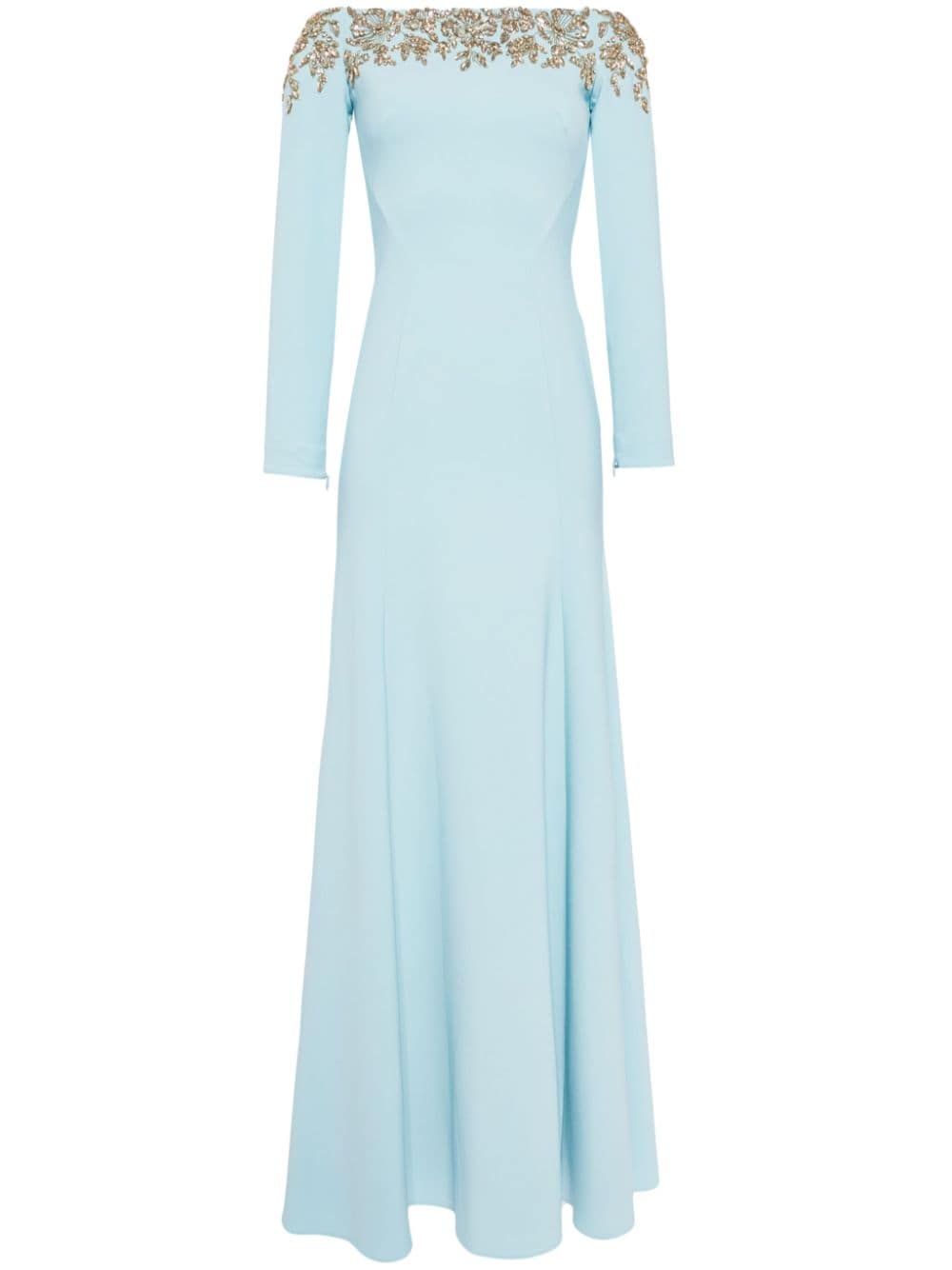 Jenny Packham Rosabel Crystal-embellished Gown In Blue