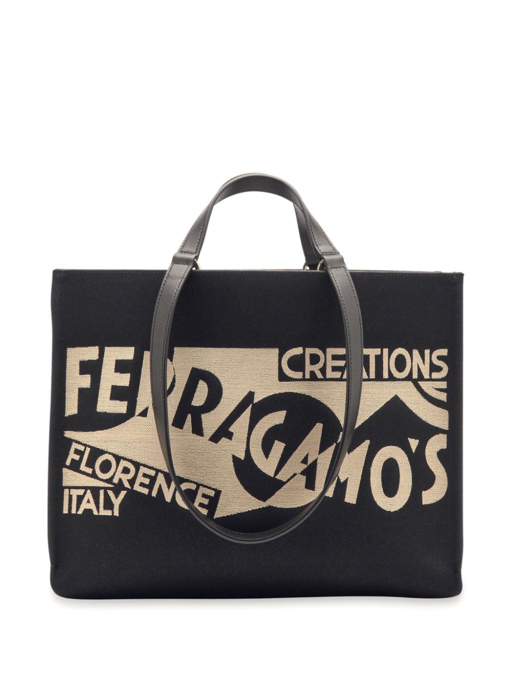 Ferragamo Venna shopper met geborduurd logo Zwart