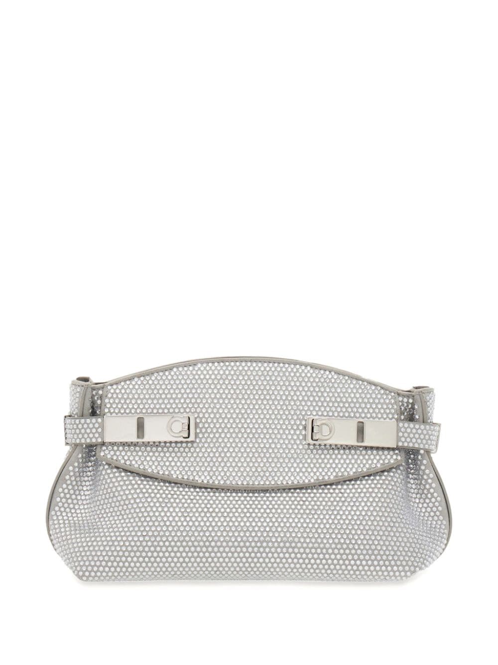 Ferragamo Hug Crystal-embellished Clutch Bag In Grey