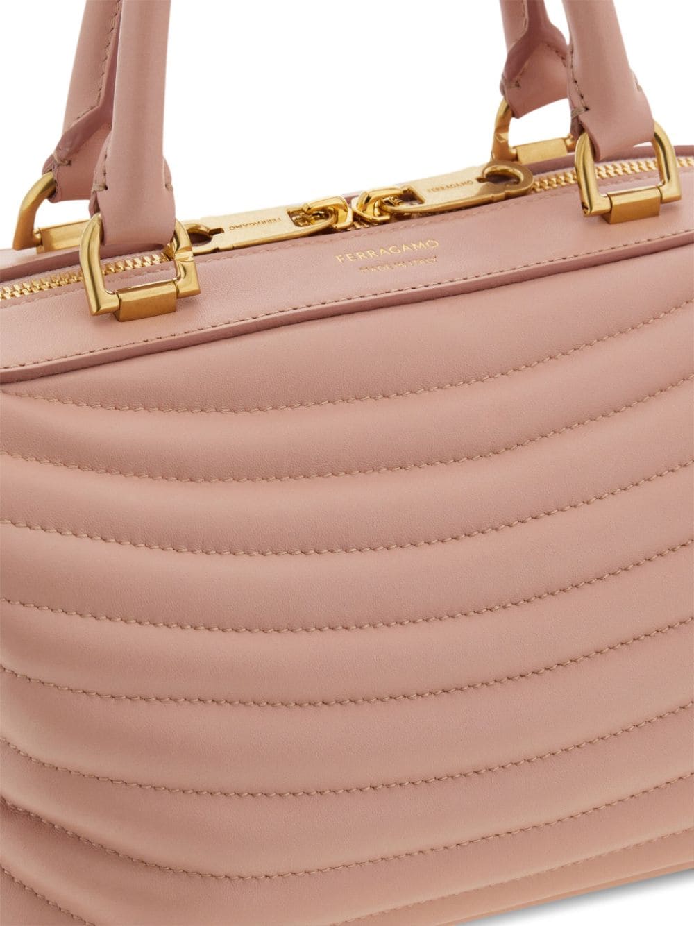 Shop Ferragamo Bowling Quilted Tote Bag In Pink