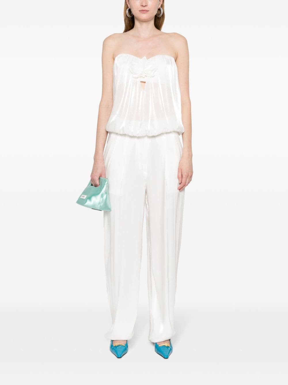 Shop Genny Pleated Palazzo Pants In White
