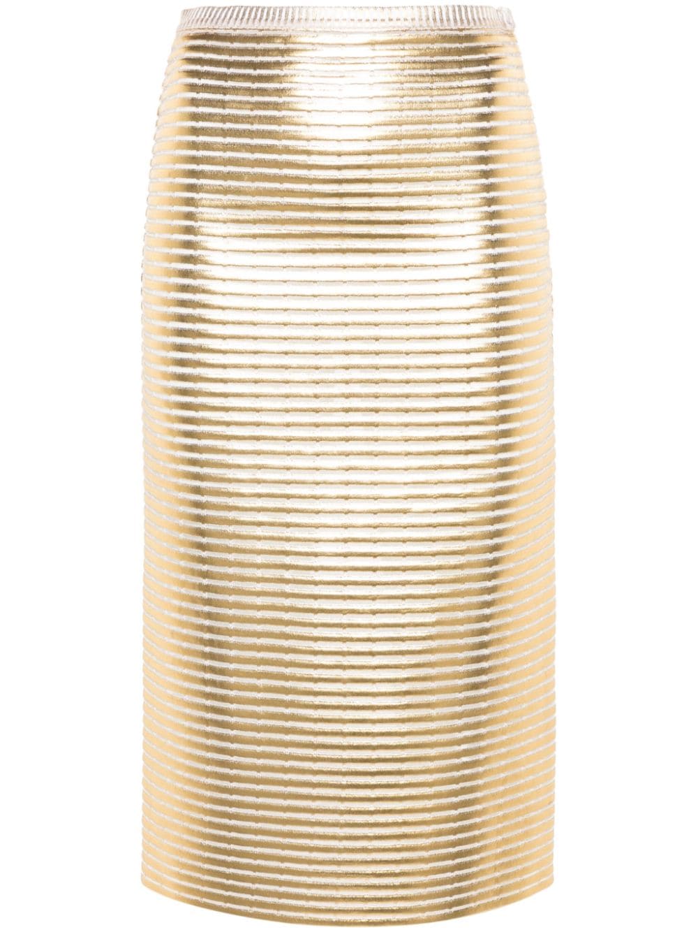 Genny Laminated Midi Skirt In Gold