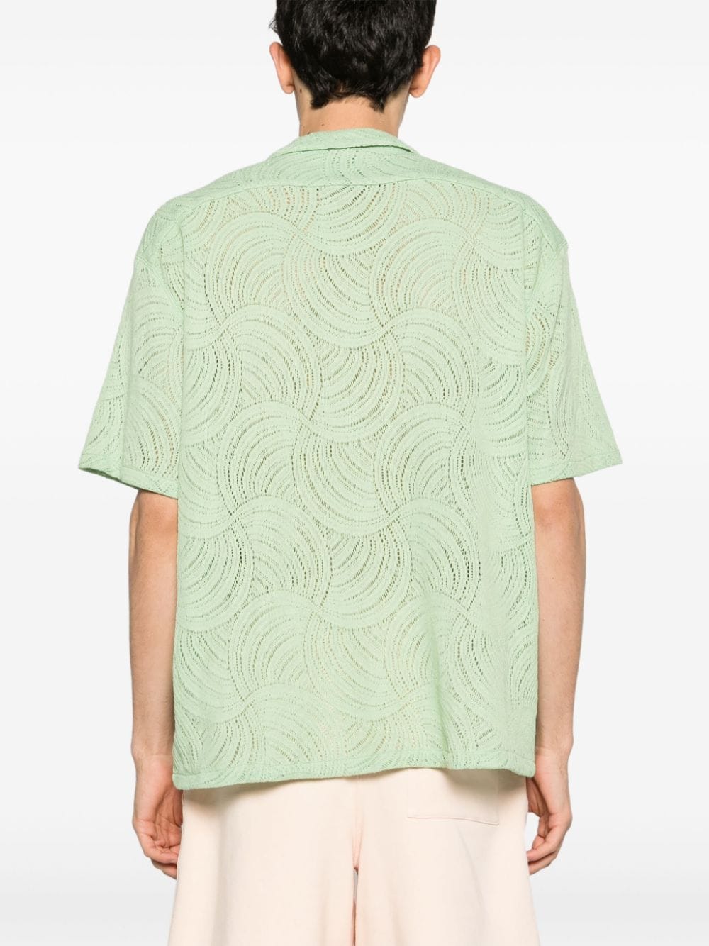 Shop Arte Open-knit Cotton Shirt In Green