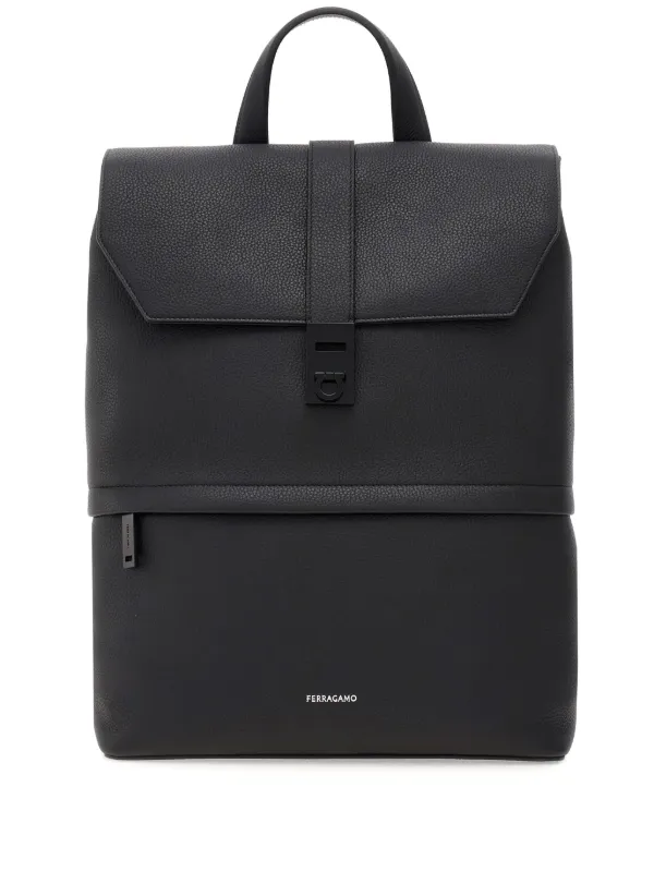 Ferragamo logo-debossed Leather Backpack | Black | FARFETCH AZ