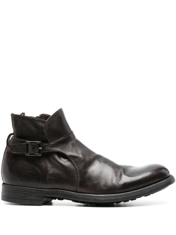Officine Creative buckle-strap Leather Ankle Boots Brown