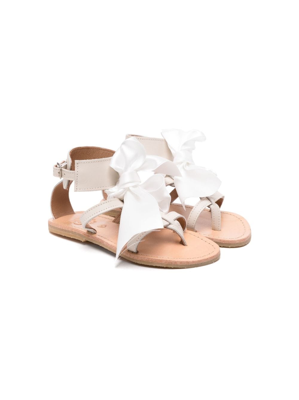 Douuod Kids' Bow-detail Leather Sandals In Neutrals
