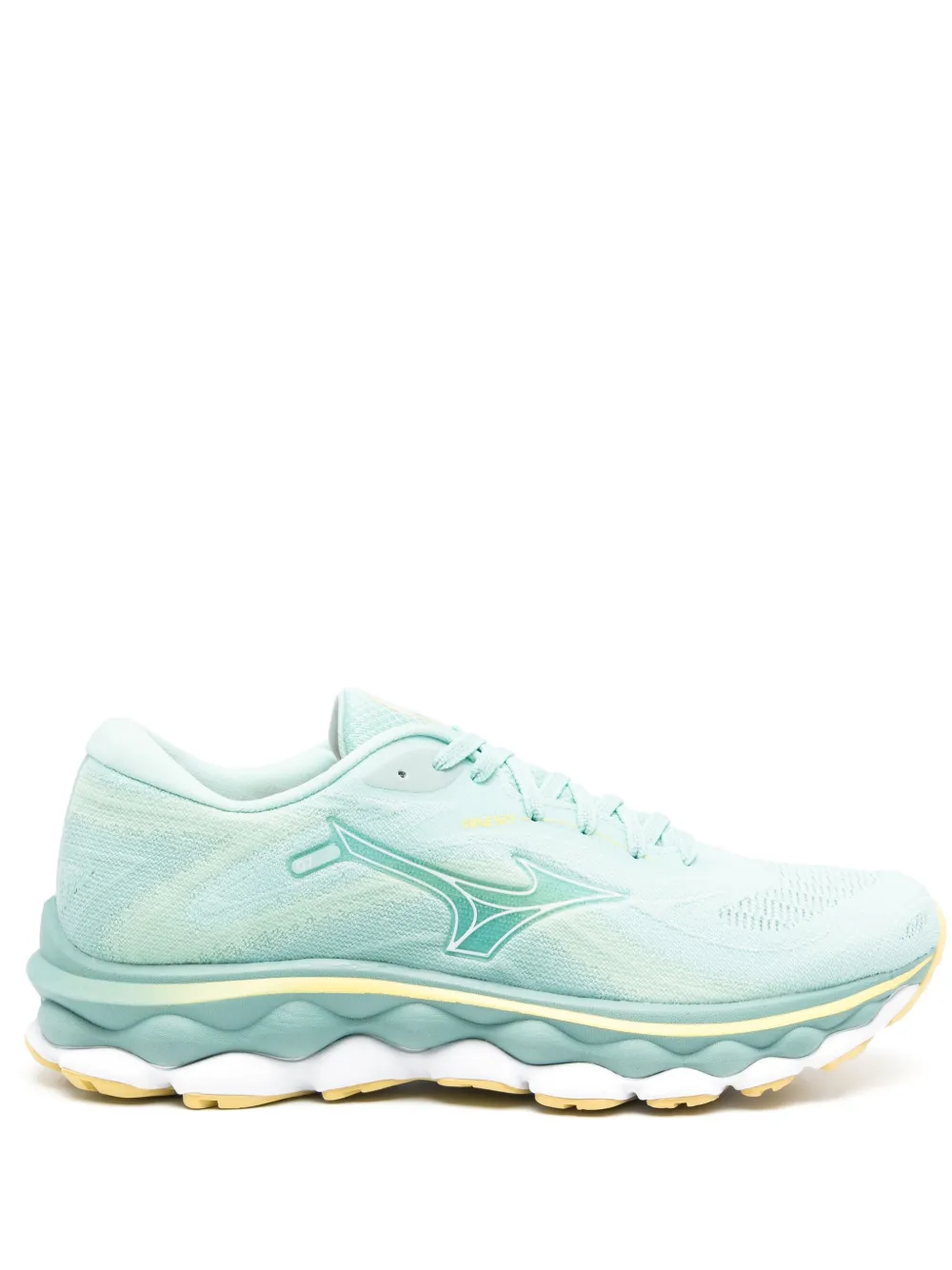 Shop Mizuno Wave Sky 7 Knitted Sneakers In Blue