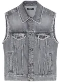 Versace frayed denim vest - Grey