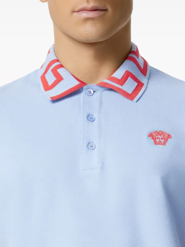 Versace Camisa Polo Medusa Greca | Azul | FARFETCH BR