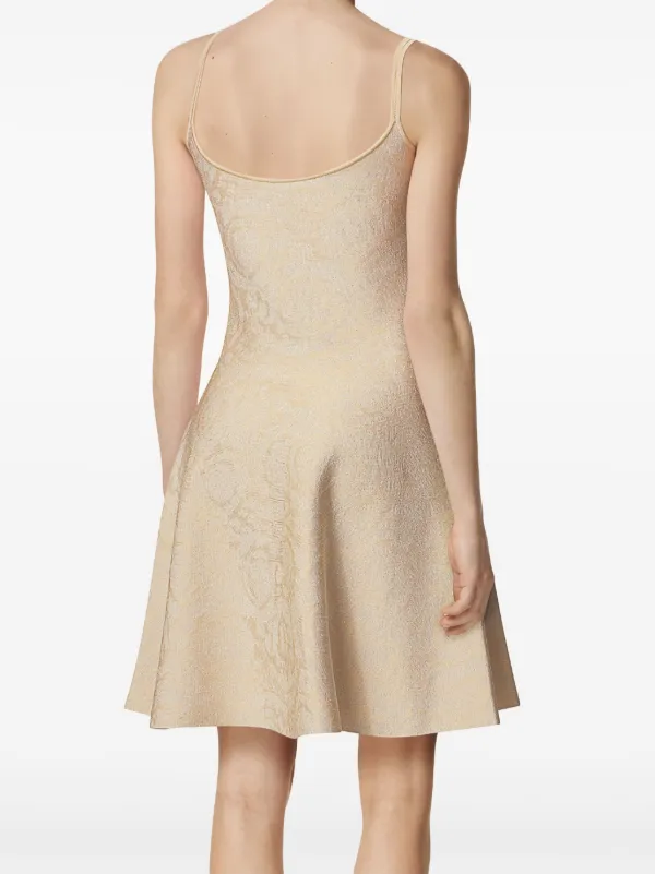 Versace Barocco Knit Flared Mini Dress, female, Beige, 42