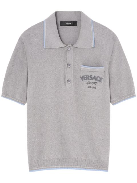 Versace logo-flocked terry-cloth polo shirt Men