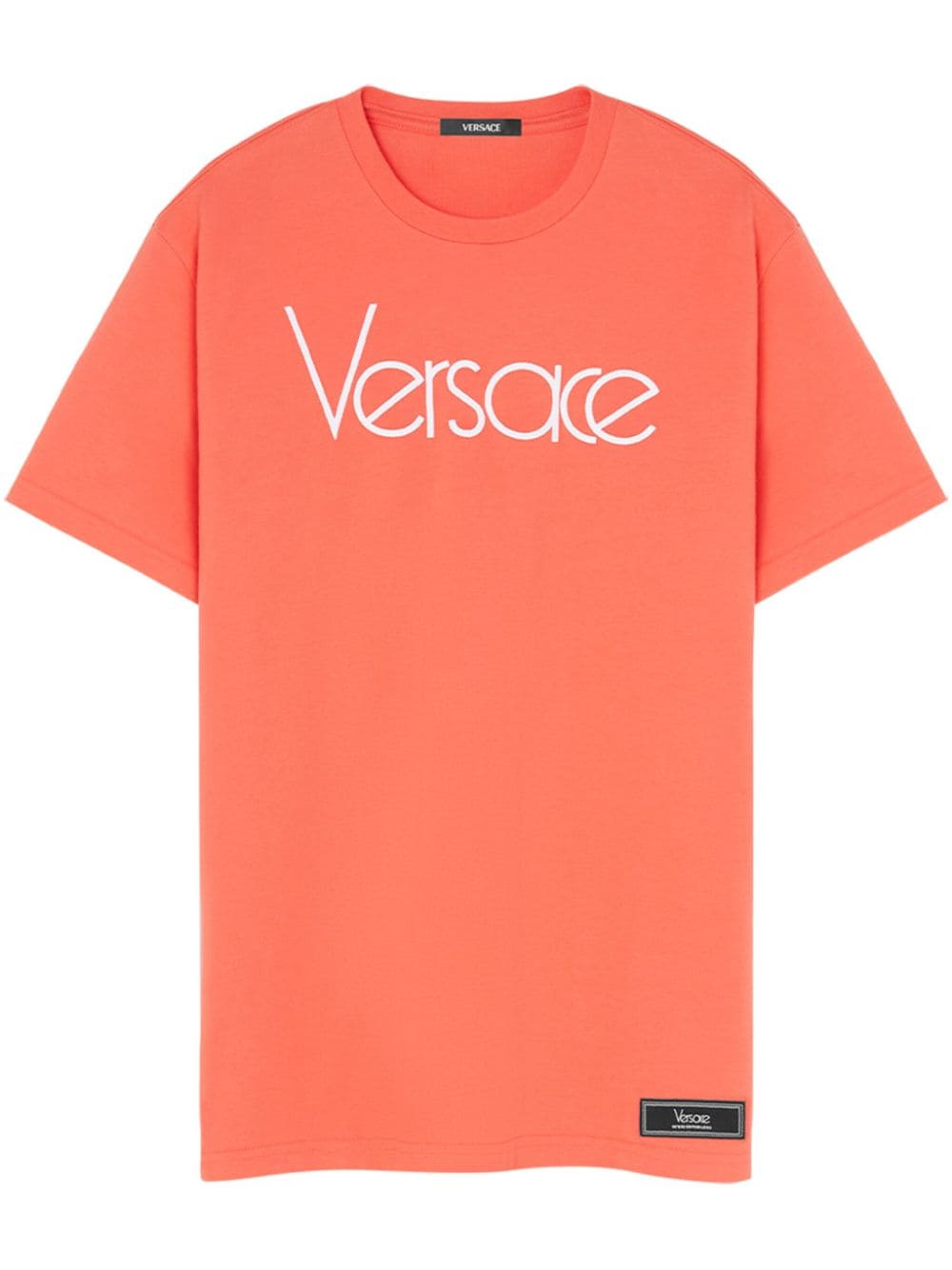 Versace Logo印花棉t恤 In Orange