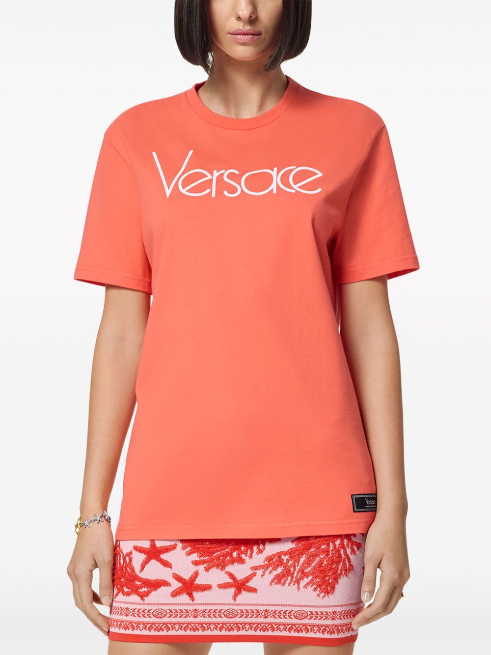 Versace T-shirt met logoprint Oranje