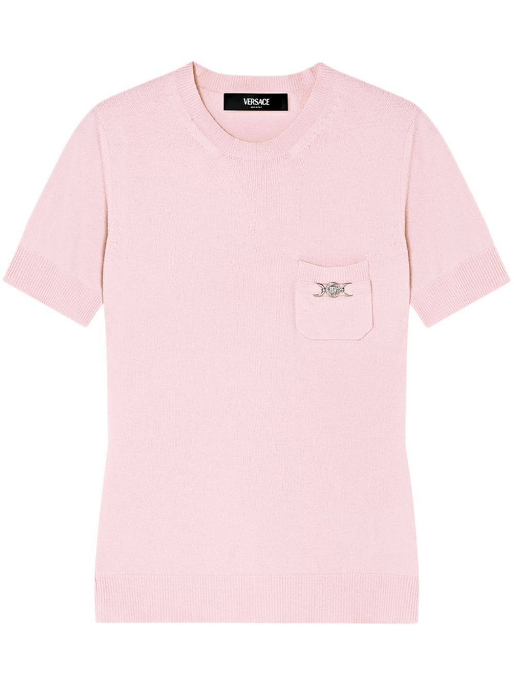 Shop Versace Cashmere-blend Knitted Top In Pink