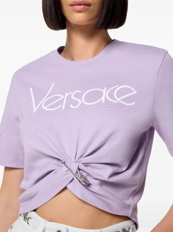 Versace Safety Pin Cropped T-shirt | Purple | FARFETCH