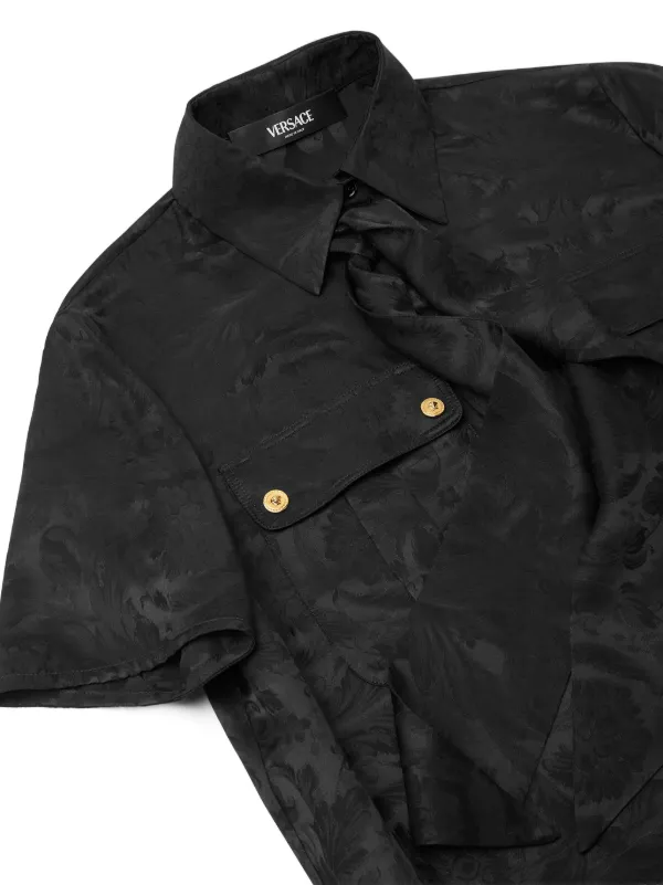 VERSACE バロッコ レース カウル ミニドレス ブラック Versace バロッコレーストリム ミニドレス | ブラック | FARFETCH JP