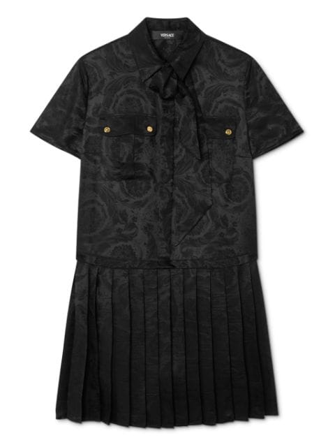 Versace Barocco Lavalli�re pleated mini dress