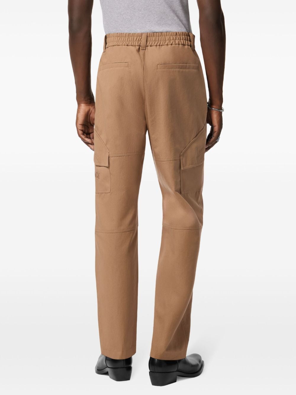 Shop Versace Milano Stamp Cargo Trousers In Neutrals