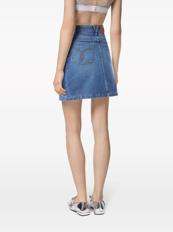 ミニスカート VERSACE Women Mini Skirts 10180461A13346 1D800 Blue Versace A-line Denim Mini Skirt | Blue | FARFETCH