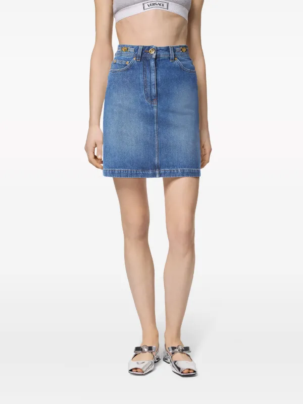 【送料&関税込】Versace Skirt From Versace A-line Denim Mini Skirt | Blue | FARFETCH