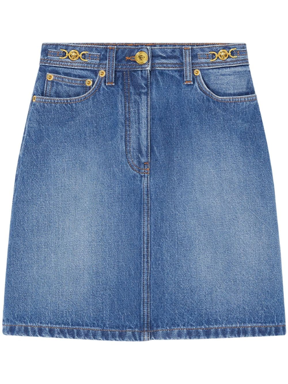 Versace A-line Denim Mini Skirt In Blue