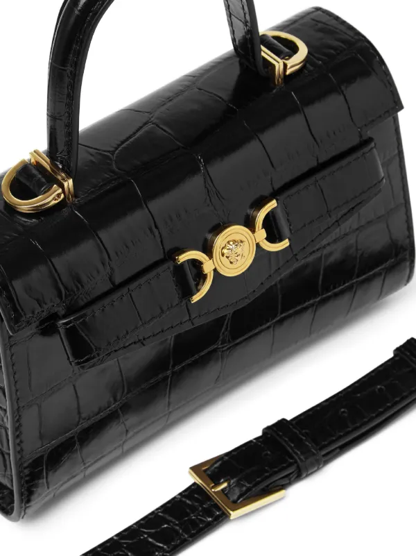 Versace Small Medusa '95 croc-effect Tote Bag | Black | FARFETCH