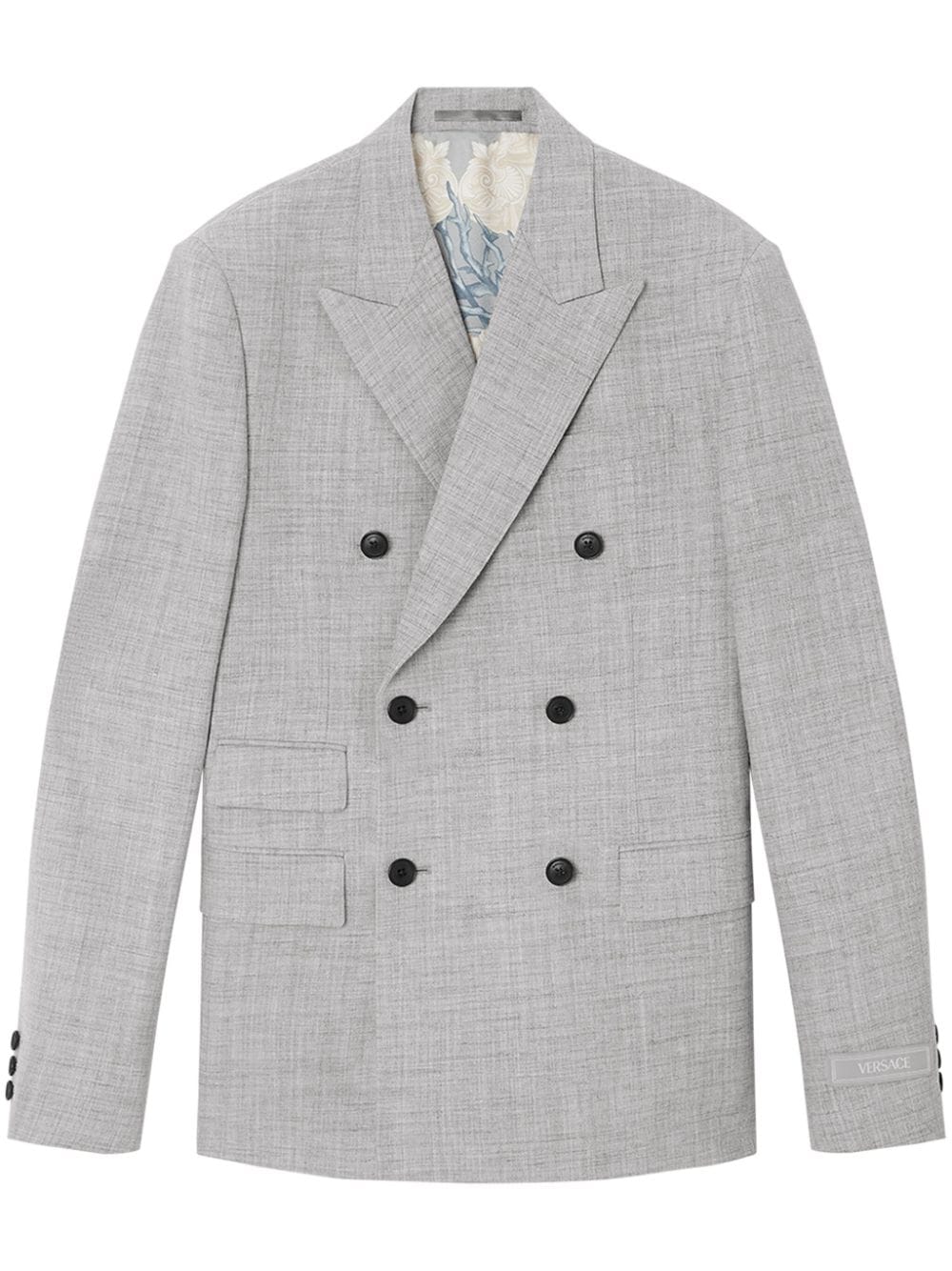Versace Double-breasted Blazer In Gray
