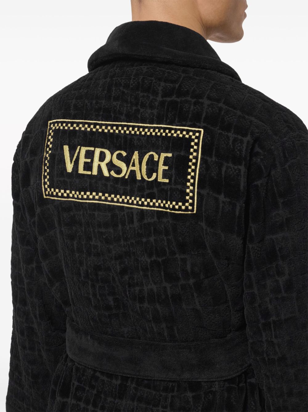 Versace Icon badjas met Medusa-plakkaat Zwart