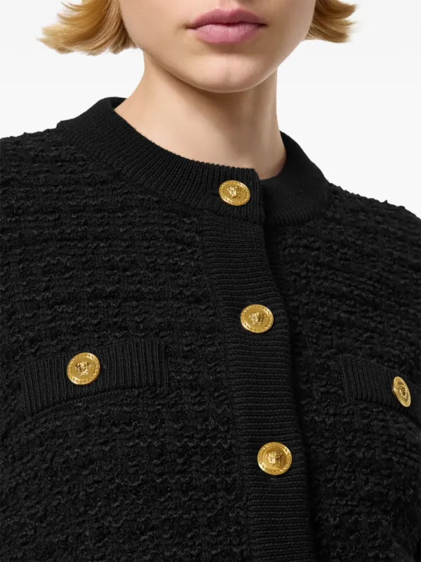 【SALE】VERSACE ブークレ ツイード ジャケット 黒 Versace ブークレツイード ジャケット | ブラック | FARFETCH JP