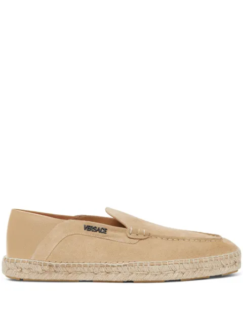 Versace logo-lettering suede espadrilles