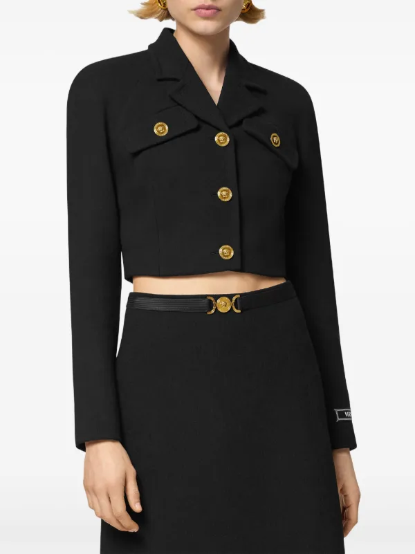 Versace Medusa Head-buttons Cropped Jacket | Black | FARFETCH Versace Medusa Head-buttons Cropped Jacket | Black | FARFETCH