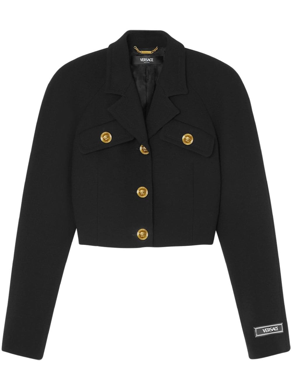 Versace Medusa Head-buttons Cropped Jacket In Black