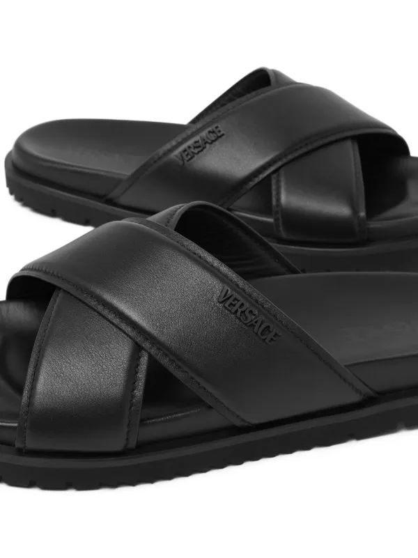 Versace レザーサンダル | ブラック | FARFETCH JP