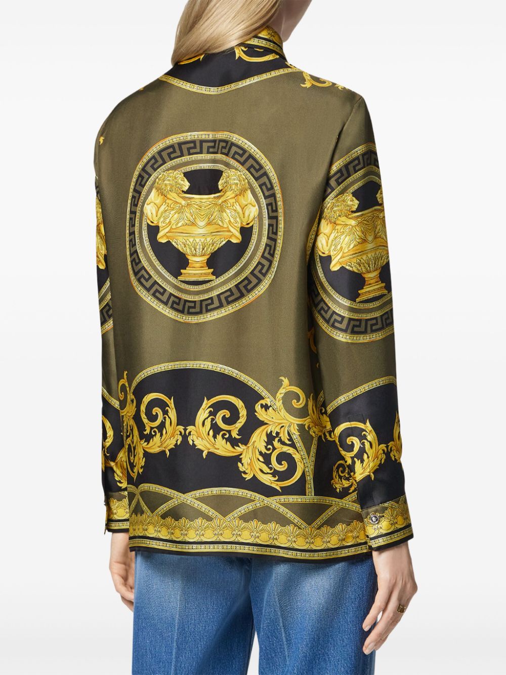 Shop Versace La Coupe Des Dieux Silk Shirt In Yellow