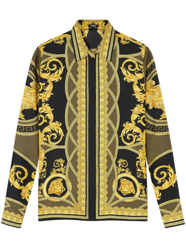 【Versace】シルク ミディ シャツ ドレス ラ クープ デ デュー シルク ミディ シャツ ドレス ラ クープ デ デュー プリント