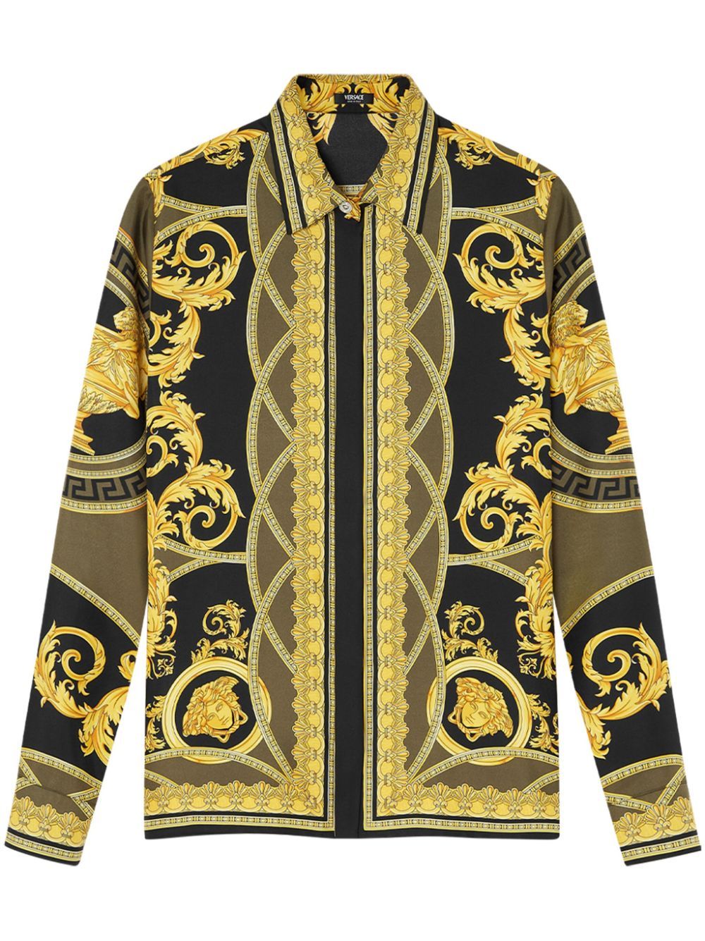 Shop Versace La Coupe Des Dieux Silk Shirt In Yellow