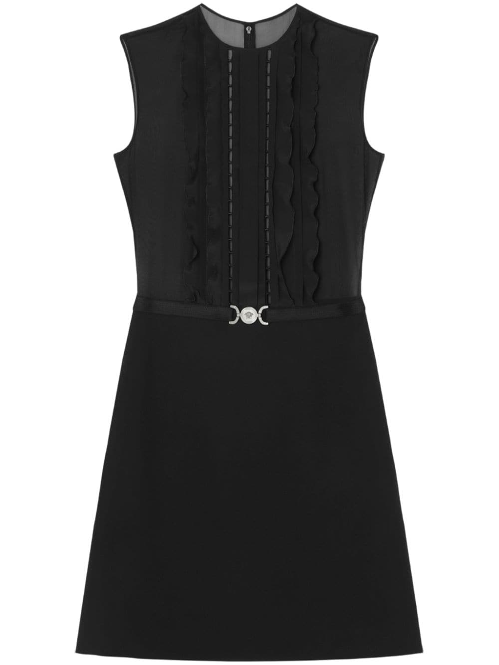 Versace Mini-jurk met Medusa-plakkaat en ruches Zwart