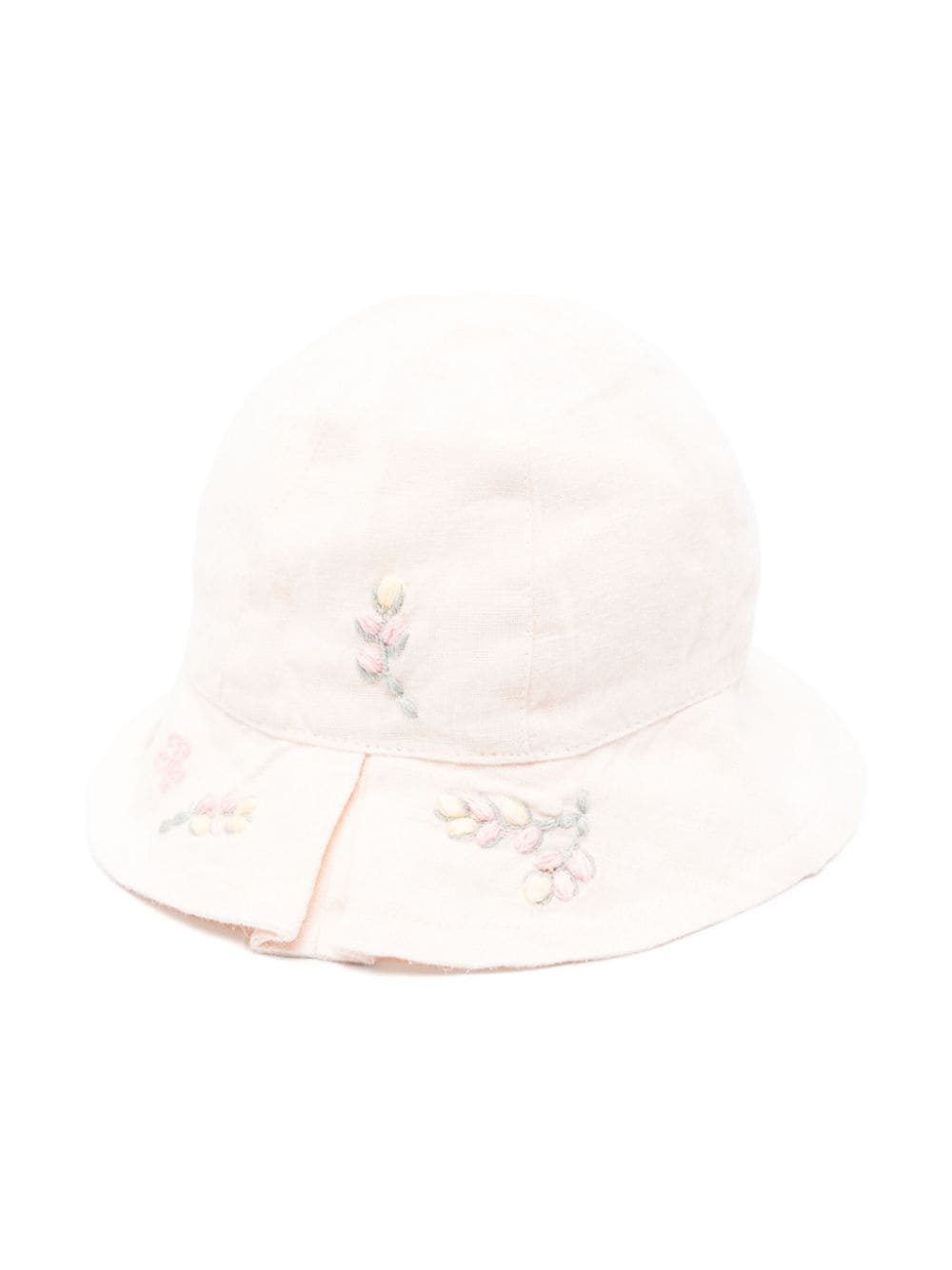Tartine Et Chocolat Babies' Floral-embroidered Linen Hat In Pink