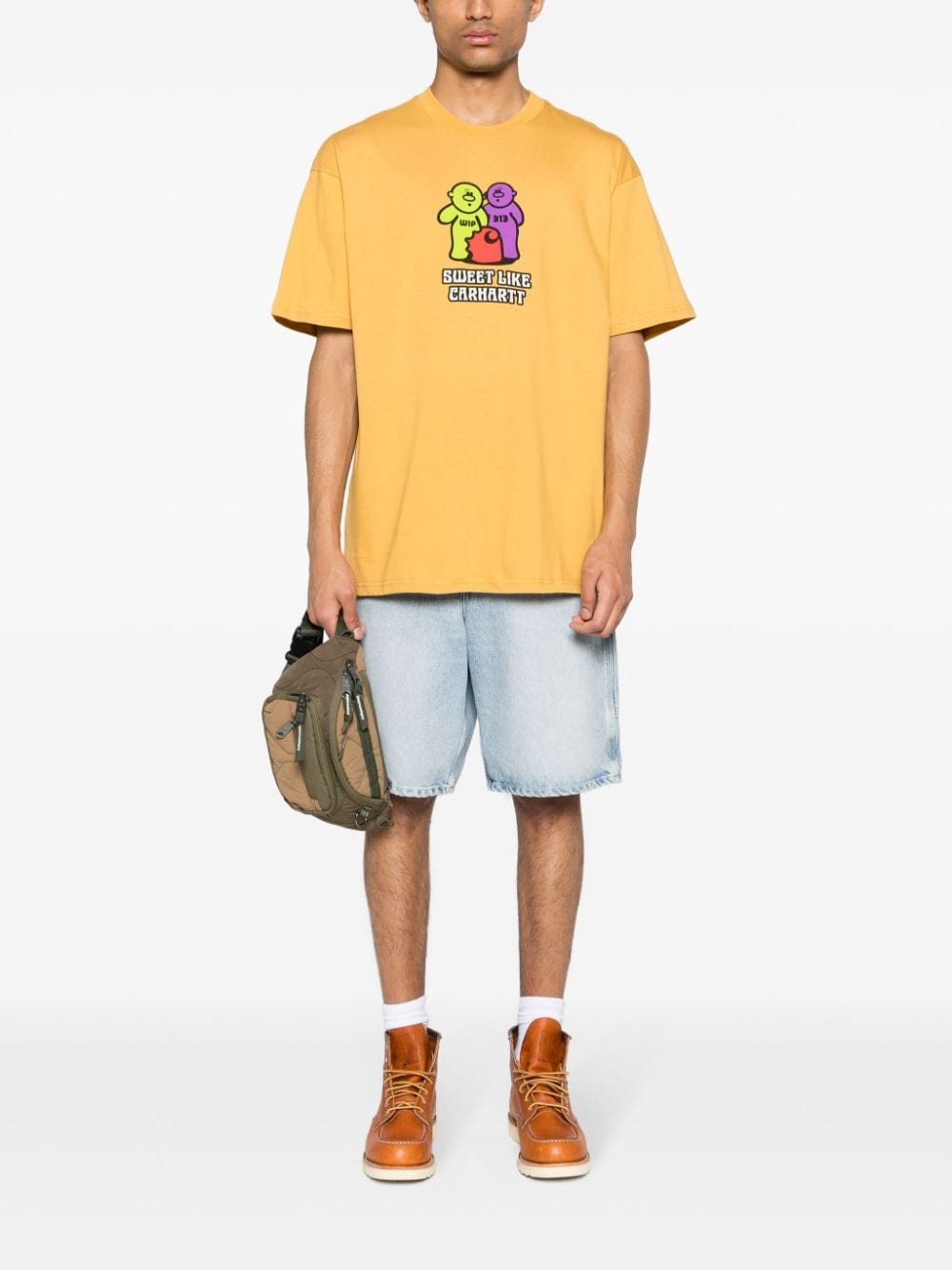 Shop Carhartt Gummy-print Cotton T-shirt In Yellow